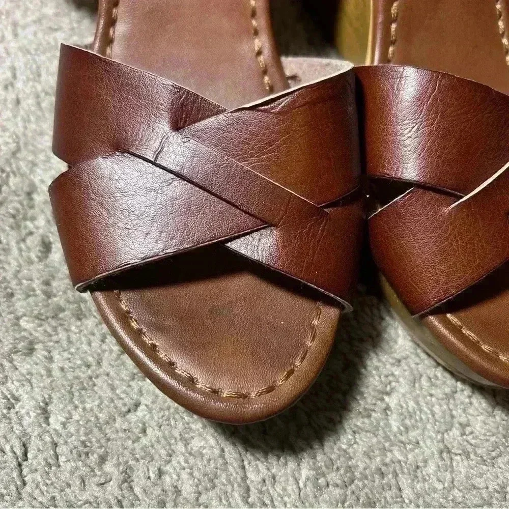 american eagle platform sandals Brown Wedge Heel Women’s Size 8
